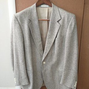 Vintage English Manor 44R Black/White Pattern Silk Two Button Sport Coat Blazer
